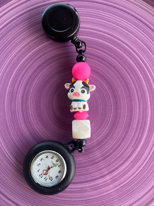 Pink Cow Nurse Watch